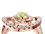 Rose gold Double Halo Fancy Yellow Pear Cut Diamond Split Shank Prong Setting Ring_4