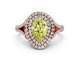 Rose gold Double Halo Fancy Yellow Pear  Cut Diamond Split Shank Ring with Four Prong Setting_19