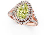 Rose gold Double Halo Fancy Yellow Pear  Cut Diamond Split Shank Ring with Four Prong Setting_20