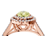 Rose gold Double Halo Fancy Yellow Pear  Cut Diamond Split Shank Ring with Four Prong Setting_23