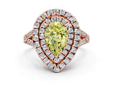Rose gold Double Halo Fancy Yellow Pear  Cut Pave Split Shank Prong Set Ring_15