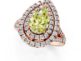 Rose gold Double Halo Fancy Yellow Pear  Cut Pave Split Shank Prong Set Ring_16