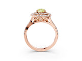 Rose gold Double Halo Fancy Yellow Pear  Cut Pave Split Shank Prong Set Ring_18