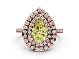 Rose gold Double Halo Fancy Yellow Pear  Diamond Pave Band with Four-Prong Setting_43
