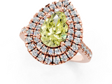 Rose gold Double Halo Fancy Yellow Pear  Diamond Pave Band with Four-Prong Setting_44