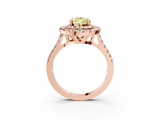 Rose gold Double Halo Fancy Yellow Pear  Diamond Pave Band with Four-Prong Setting_46