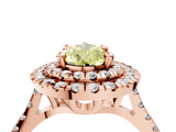 Rose gold Double Halo Fancy Yellow Pear  Diamond Pave Band with Four-Prong Setting_47
