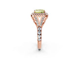 Rose gold Double Halo Fancy Yellow Princess -Shaped Split Shank Diamond Ring with Prong Setting_17