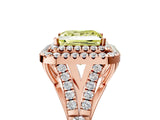 Rose gold Double Halo Fancy Yellow Princess -Shaped Split Shank Diamond Ring with Prong Setting_20