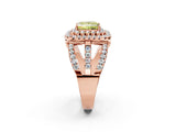 Rose gold Double Halo Fancy Yellow Princess Cut Diamond Split Shank Pave Set Ring_5