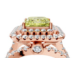 Rose gold Double Halo Fancy Yellow Princess Cut Diamond Split Shank Pave Set Ring_7