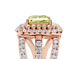 Rose gold Double Halo Fancy Yellow Princess Cut Diamond Split Shank Pave Set Ring_8