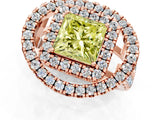 Rose gold Double Halo Fancy Yellow Princess Cut Diamond Split Shank Prong Setting Ring_1