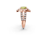 Rose gold Double Halo Fancy Yellow Princess Cut Diamond Split Shank Prong Setting Ring_2