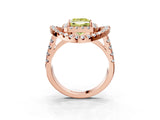 Rose gold Double Halo Fancy Yellow Princess Cut Diamond Split Shank Prong Setting Ring_3