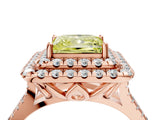 Rose gold Double Halo Fancy Yellow Princess  Cut Pave Split Shank Prong Set Ring_19