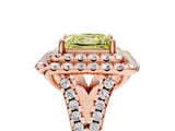 Rose gold Double Halo Fancy Yellow Princess  Cut Pave Split Shank Prong Set Ring_20