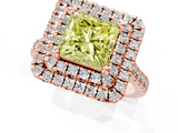 Rose gold Double Halo Fancy Yellow Princess  Diamond Pave Band with Four-Prong Setting_18