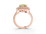 Rose gold Double Halo Fancy Yellow Princess  Diamond Pave Band with Four-Prong Setting_20