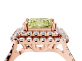 Rose gold Double Halo Fancy Yellow Princess  Diamond Pave Band with Four-Prong Setting_21
