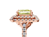 Rose gold Double Halo Fancy Yellow Princess  Diamond Pave Band with Four-Prong Setting_22