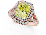 Rose gold Double Halo Fancy Yellow Radiant -Shaped Split Shank Diamond Ring with Prong Setting_16