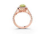 Rose gold Double Halo Fancy Yellow Radiant -Shaped Split Shank Diamond Ring with Prong Setting_18
