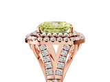 Rose gold Double Halo Fancy Yellow Radiant -Shaped Split Shank Diamond Ring with Prong Setting_20