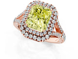 Rose gold Double Halo Fancy Yellow Radiant Cut Diamond Split Shank Engagement Ring with Four-Prong Setting_4