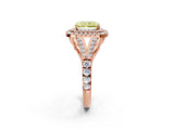 Rose gold Double Halo Fancy Yellow Radiant Cut Diamond Split Shank Engagement Ring with Four-Prong Setting_5
