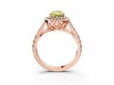 Rose gold Double Halo Fancy Yellow Radiant Cut Diamond Split Shank Engagement Ring with Four-Prong Setting_6