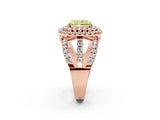 Rose gold Double Halo Fancy Yellow Radiant Cut Diamond Split Shank Pave Set Ring_5