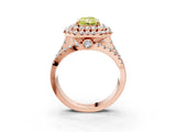 Rose gold Double Halo Fancy Yellow Radiant Cut Diamond Split Shank Pave Set Ring_6