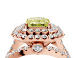Rose gold Double Halo Fancy Yellow Radiant Cut Diamond Split Shank Pave Set Ring_7