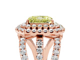 Rose gold Double Halo Fancy Yellow Radiant Cut Diamond Split Shank Pave Set Ring_8