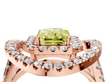 Rose gold Double Halo Fancy Yellow Radiant Cut Diamond Split Shank Prong Setting Ring_4