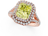 Rose gold Double Halo Fancy Yellow Radiant  Cut Diamond Split Shank Ring with Four Prong Setting_20