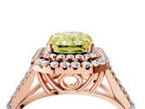 Rose gold Double Halo Fancy Yellow Radiant  Cut Diamond Split Shank Ring with Four Prong Setting_23
