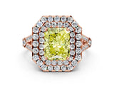 Rose gold Double Halo Fancy Yellow Radiant  Cut Pave Split Shank Prong Set Ring_15