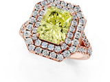 Rose gold Double Halo Fancy Yellow Radiant  Cut Pave Split Shank Prong Set Ring_16