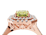 Rose gold Double Halo Fancy Yellow Radiant  Cut Pave Split Shank Prong Set Ring_19