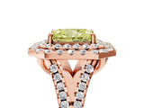 Rose gold Double Halo Fancy Yellow Radiant  Cut Pave Split Shank Prong Set Ring_20