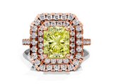 Rose gold Double Halo Fancy Yellow Radiant  Diamond Pave Band with Four-Prong Setting_43