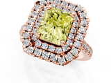 Rose gold Double Halo Fancy Yellow Radiant  Diamond Pave Band with Four-Prong Setting_44