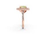 Rose gold Double Halo Fancy Yellow Radiant  Diamond Pave Band with Four-Prong Setting_45