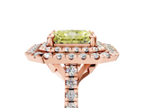 Rose gold Double Halo Fancy Yellow Radiant  Diamond Pave Band with Four-Prong Setting_48