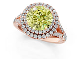 Rose gold Double Halo Fancy Yellow Round -Shaped Split Shank Diamond Ring with Prong Setting_16