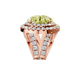 Rose gold Double Halo Fancy Yellow Round -Shaped Split Shank Diamond Ring with Prong Setting_20