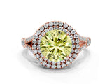 Rose gold Double Halo Fancy Yellow Round Cut Diamond Split Shank Engagement Ring with Four-Prong Setting_3