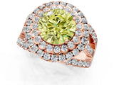 Rose gold Double Halo Fancy Yellow Round Cut Diamond Split Shank Pave Set Ring_4